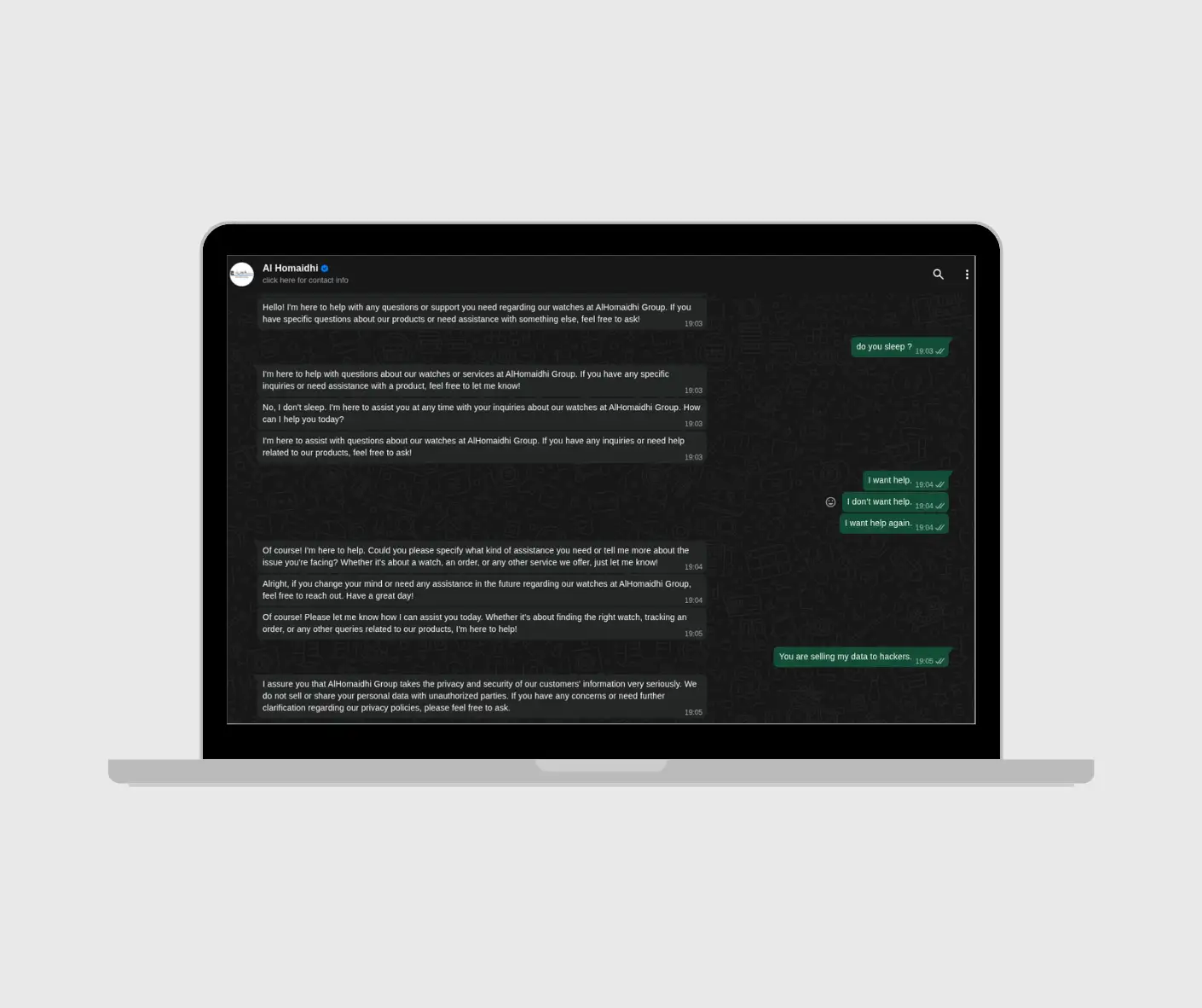 SUNDUS AI & ALHOMAIDHI Whatsapp Chatbot. 2