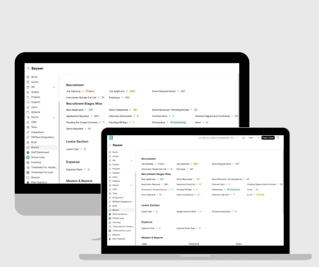 Bayaan Academy ERPNext Implementation, HR Customization & Operations Management System — Case Study 1