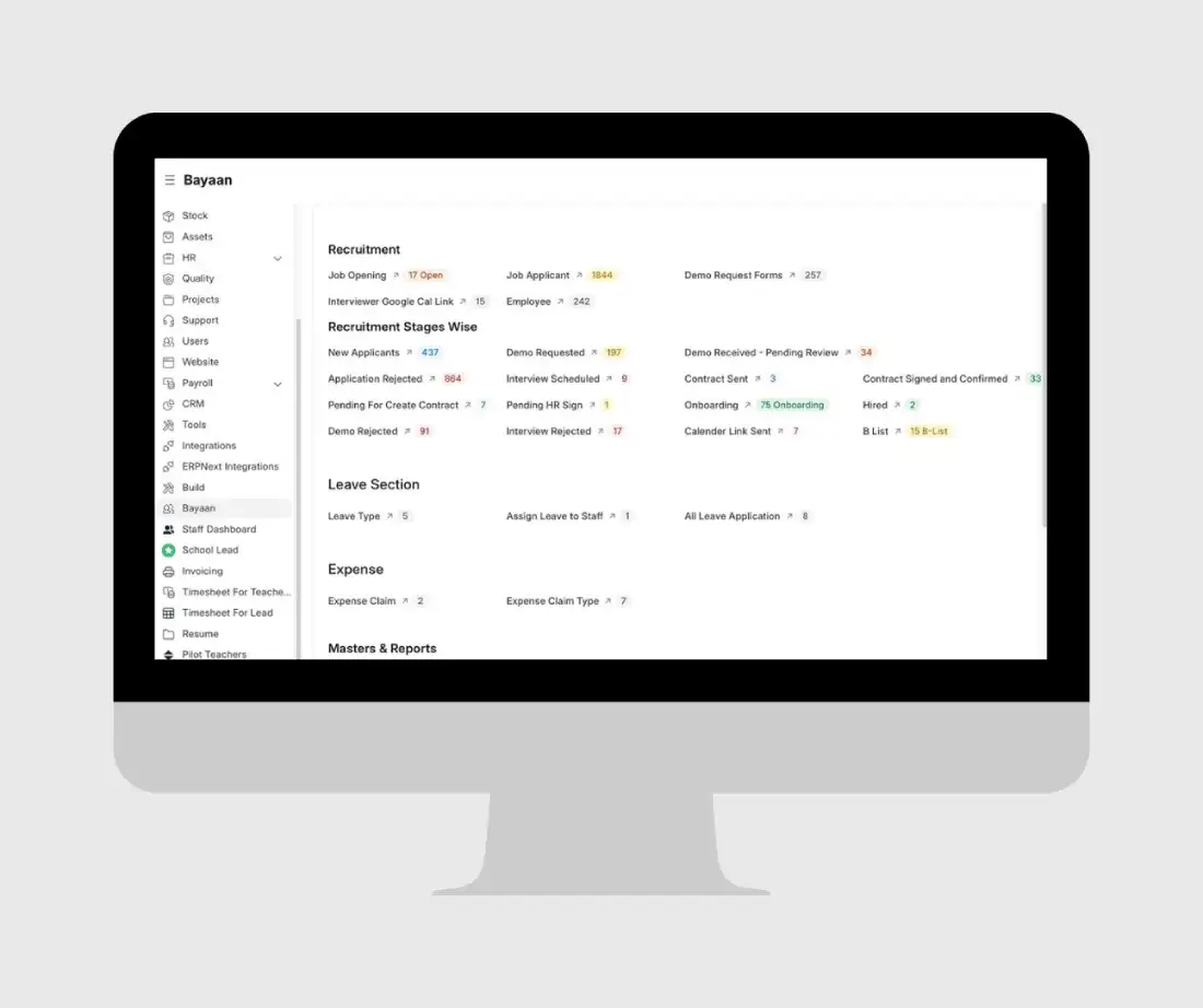 Bayaan Academy ERPNext Implementation, HR Customization & Operations Management System — Case Study 4