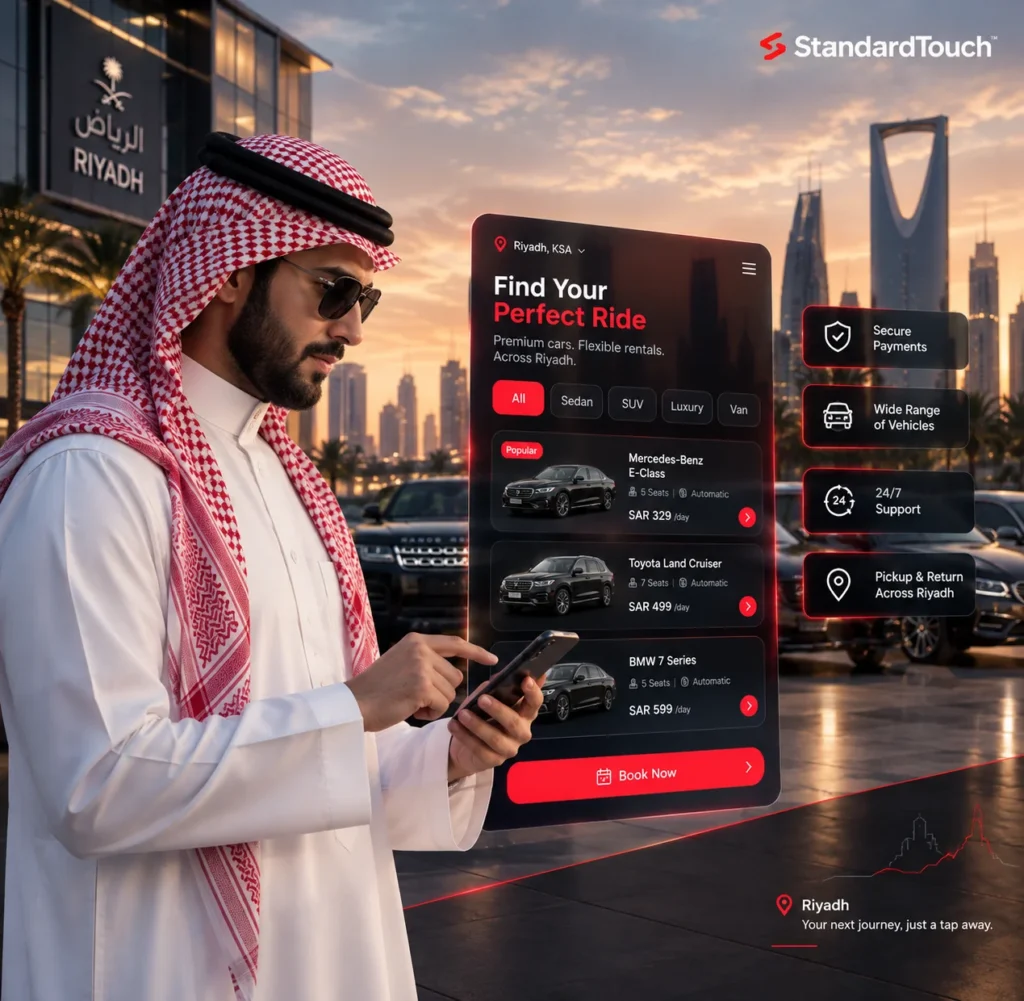 car rental booking system development Riyadh