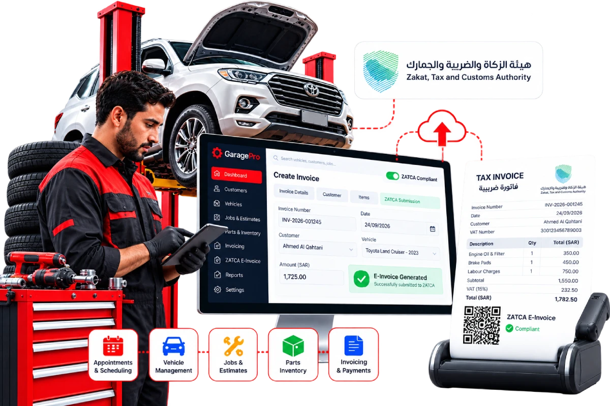 Digital workshop job card software for Riyadh garages